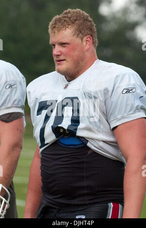 August 6, 2010: Buffalo Bills offensive lineman JAMON MEREDITH (#69) rests  for a moment during a training camp session at Saint John Fisher College in  Pittsford, New York. (Credit Image: © Mark