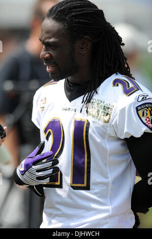 Baltimore Ravens running back Willis McGahee carries the ball during the  NFL football team's training camp, Friday, July 31, 2009, in Westminster,  Md. (AP Photo/Rob Carr Stock Photo - Alamy