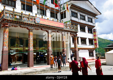 Bhutanese Bank near the Museum,Major Weaving Centre for Bhutan National Dress, Royal Textile Academy,Thimphu,Bhutan Stock Photo