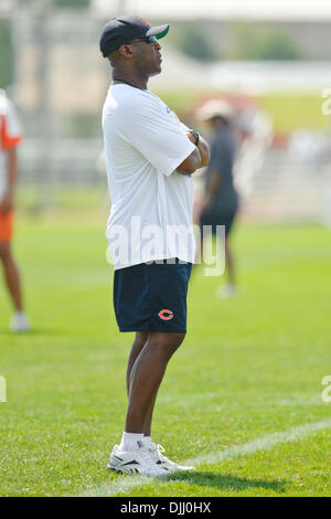 Aug. 05, 2010 - Bourbonnais, Illinois, United States of America - 5 August 2010:  Chicago Bears Head Coach Lovie Smith watches over the Bears training camp practice at Olivet Nazarene University in Bourbonnais, IL..Mandatory Credit - John Rowland / Southcreek Global. (Credit Image: © Southcreek Global/ZUMApress.com) Stock Photo