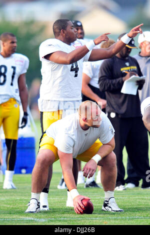 06 August, 2010: Pittsburgh Steelers head coach MIKE TOMLIN observes action  at Latrobe Memorial Stadium as the Steelers attend their annual night  practice at the stadium that helps raise funds for the