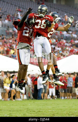 Seattle Seahawks' wide receiver T.J. Houshmandzadeh (R) breaks the tackle  of Tampa Bay Buccaneers ' safety Sabby.