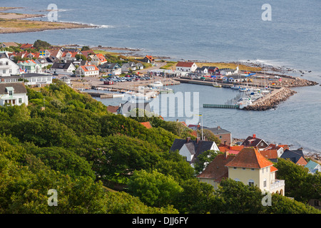 View over the harbour at Mölle in the Kattegat Strait, Skåne / Scania, Sweden, Scandinavia Stock Photo