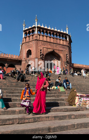 Facade of the Jama Masjid or Friday Mosque, one of the largest mosques in India. Stock Photo