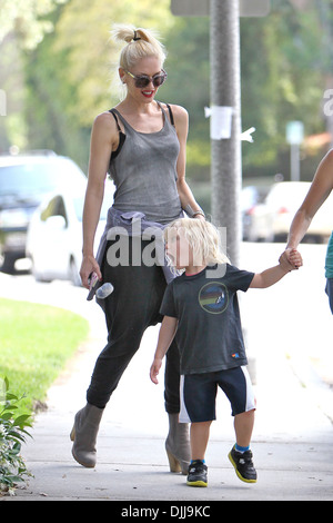 Gwen Stefani takes her son Zuma to play at Coldwater park in Beverly Hills Los Angeles California - 04.06.12 Stock Photo