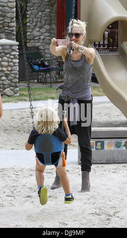 Gwen Stefani takes her son Zuma to play at Coldwater park in Beverly Hills Los Angeles California - 04.06.12 Stock Photo