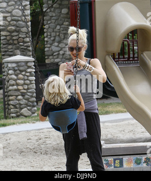 Gwen Stefani takes her son Zuma to play at Coldwater park in Beverly Hills Los Angeles California - 04.06.12 Stock Photo