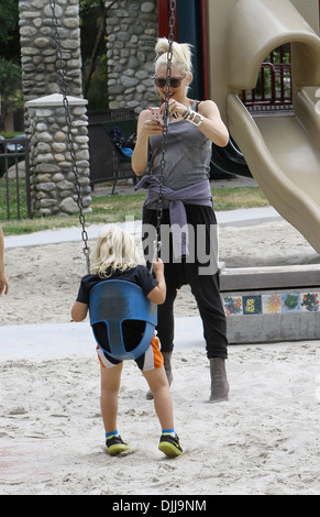 Gwen Stefani takes her son Zuma to play at Coldwater park in Beverly Hills Los Angeles California - 04.06.12 Stock Photo