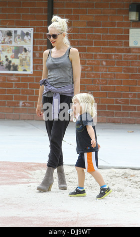 Gwen Stefani takes her son Zuma to play at Coldwater park in Beverly Hills Los Angeles California - 04.06.12 Stock Photo