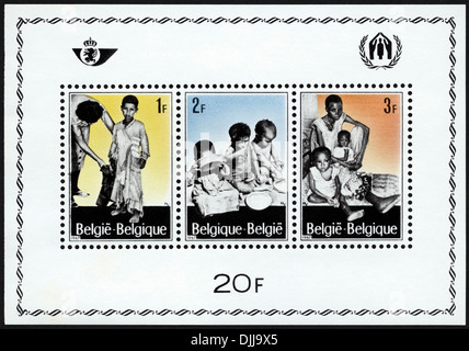 postage stamp Belgium featuring Refugees 1F 2F 3F 20F issued 1967 Stock Photo