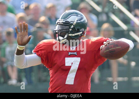 Philadelphia Eagles quarterback Mike Vick smiles at the end of the game  against the Atlanta Falcons. The Eagles defeated the Falcons, 34-7, at the  Georgia Dome in Atlanta, Georgia, Sunday, December 6