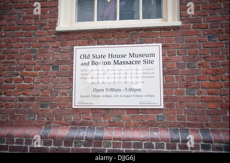 The old State House in Boston was built in 1713. It housed the Massachusetts State Legislature until 1798. It is now a museum. Stock Photo