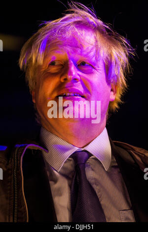 London, UK. 28th November 2013. Mayor of London Boris Johnson attends the cermony in Trafalgar Square as the Jewish Festival of Lights, Hanukkah, kicks off Credit:  Paul Davey/Alamy Live News Stock Photo