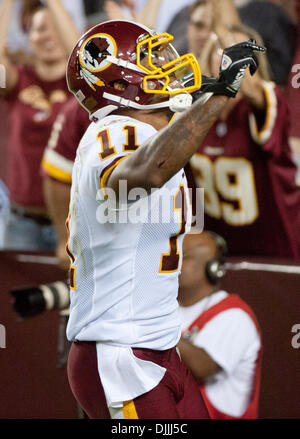 Washington Redskins' running back Clinton Portis stretches before Redskins  game against the Dallas Cowboys at FedEx Field in Landover, Maryland on  September 12, 2010. The Redskins defeated the Cowboys 13-7. UPI/Kevin  Dietsch