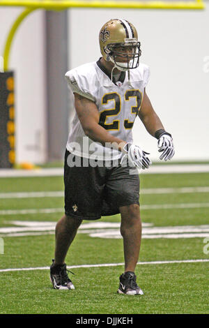 Aug. 14, 2010 - New Orleans, Louisiana, United States of America - Aug 14, 2010:  New Orleans Saints running back Pierre Thomas (23) lines up at the line of scrimmage during practice at the Saints Indoor training facility in Metairie, Louisiana. Mandatory Credit: Donald Page / Southcreek Global (Credit Image: Â© Southcreek Global/ZUMApress.com) Stock Photo