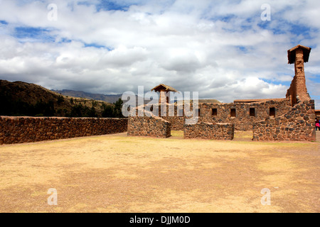 Raqchi Inca ruins in Peru Stock Photo