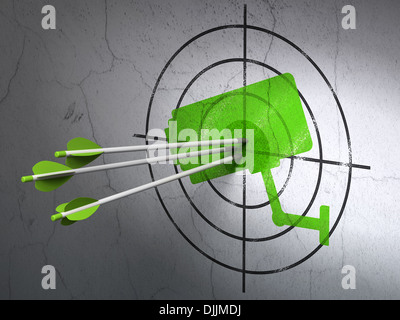 Protection concept: arrows in Cctv Camera target on wall Stock Photo