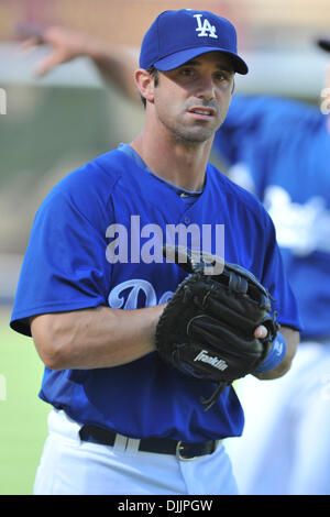 Aug. 17, 2010 - Los Angeles, California, United States of America - Los Angeles Dodgers catcher BRAD AUSMUS (12) before the game. The Colorado Rockies lost to the Los Angeles Dodgers by a score of  6-0  at Dodger Stadium in Los Angeles, California.  Mandatory Credit: Andrew Fielding / Southcreek Global (Credit Image: © Andrew Fielding/Southcreek Global/ZUMApress.com) Stock Photo