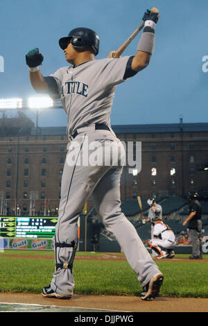 Aug. 18, 2010 - Baltimore, Maryland, United States of America - Seattle Mariners third baseman Jose Lopez (4) warms up during the second inning of Wednesday night's game against the Baltimore Orioles at Camden Yards in Baltimore, MD. The Seattle Mariners defeated the Baltimore Orioles 6-5...Mandatory Credit: Russell Tracy / Southcreek Global (Credit Image: © Russell Tracy/Southcree Stock Photo