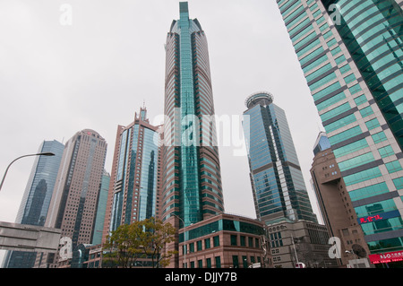 Buildings in Pudong District, Shanghai, China (SEE DESCRIPTION FOR BUILDINGS DETAILS) Stock Photo