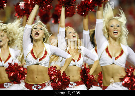 Aug. 27, 2010 - Kansas City, Missouri, United States of America - Kansas City Chiefs Cheerleaders perform during Friday's football game, between the Kansas City Chiefs and the Philadelphia  Eagles at Arrowhead Stadium in Kansas City, Missouri. The Eagles defeated the Chiefs 20-17. (Credit Image: © James Allison/Southcreek Global/ZUMApress.com) Stock Photo