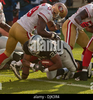 Aug 28, 2010 - Oakland, California, U.S. - Oakland Raiders running back MICHAEL BUSH #29 makes touchdown during the Oakland Raiders vs San Francisco 49ers football game at Oakland at the Alameda County Coliseum Saturday. The 49ers beat the Raiders 28 - 24. (Credit Image: Al Golub/ZUMApress.com) Stock Photo