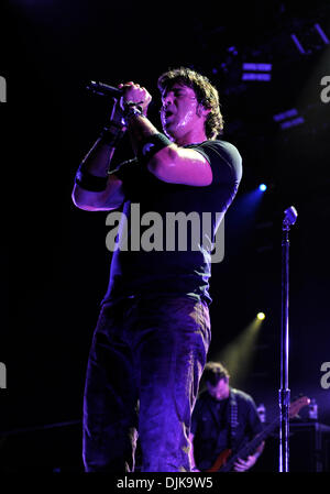 Sep. 03, 2010 - Dallas, TX, United States of America - September 3, 2010: Lead singer Scott Stapp of rock band Creed performs live on stage at the Superpages.com Center in Dallas, TX in support of their latest album Full Circle during their 2010 Tour. (Credit Image: © Albert Pena/Southcreek Global/ZUMApress.com) Stock Photo