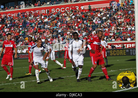 Sep. 04, 2010 - Bridgeview, Illinois, United States of America - Chicago Fire goalkeeper Sean Johnson (25) makes a save during the MLS game between the Chicago Fire and the Los Angeles Galaxy at Toyota Park in Bridgeview, IL. The Fire tied the Galaxy 1-1. (Credit Image: © Geoffrey Siehr/Southcreek Global/ZUMApress.com) Stock Photo