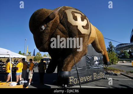 Sep. 04, 2010 - Denver, Colorado, United States of America - A huge inflatable Buffalo before the Rocky Mountain Showdown game between the Colorado State Rams and the Colorado Buffaloes at Invesco Field at Mile High. Colorado defeated Colorado State by a score of 24-3. (Credit Image: © Andrew Fielding/Southcreek Global/ZUMApress.com) Stock Photo