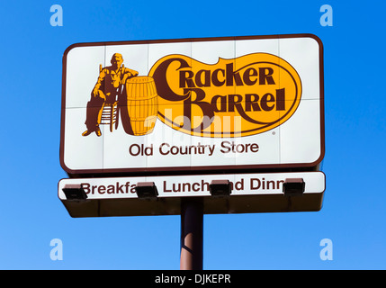 Cracker Barrel Old Country Store restaurant sign, Central Florida, USA Stock Photo