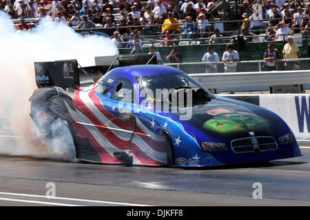 Sept. 5, 2010 - Indianapolis, Indiana, United States of America - 05 September2010: Melanie Troxel does a burnout. The U.S. Nationals were held at O'Reilly Raceway Park in Indianapolis, Indiana. (Credit Image: © Alan Ashley/Southcreek Global/ZUMApress.com) Stock Photo