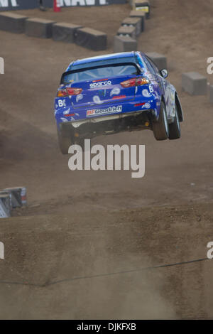 Sep. 05, 2010 - Los Angeles, CA, U.S - 31 July 2010:  Samuel Hubinette takes the jump in Super Rally at the X Games in Los Angeles, CA. (Credit Image: © Josh Chapel/Southcreek Global/ZUMApress.com) Stock Photo