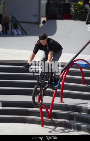 Sep. 05, 2010 - Los Angeles, CA, U.S - 1 August 2010:  Sean Sexton rode well at BMX Street and just missed the podium in 4th place at the X Games in Los Angeles, CA. (Credit Image: © Josh Chapel/Southcreek Global/ZUMApress.com) Stock Photo