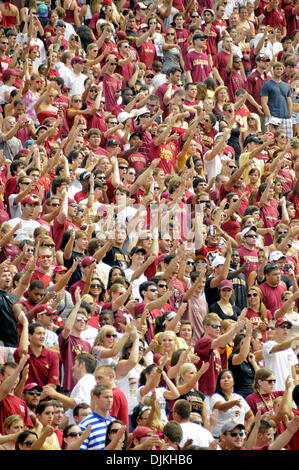 Sept. 7, 2010 - Jacksonville, Florida, United States of America - January 4, 2010: FSU fans do the ''Seminole Chop'' during the first half of FSU's season opener against the Samford Bulldogs. FSU defeated Samford 59-6 at Doak Campbell Stadium in Tallahassee, Florida. (Credit Image: © Mike Olivella/ZUMApress.com) Stock Photo