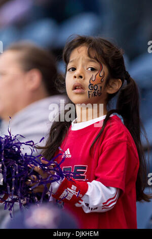 Sept. 8, 2010 - Bridgeview, Illinois, United States of America - A young fan roots on the home team during the MLS game between the Chicago Fire and Toronto FC at Toyota Park in Bridgeview, IL. The Fire and Toronto FC played to a 0-0 tie. (Credit Image: © Geoffrey Siehr/Southcreek Global/ZUMApress.com) Stock Photo