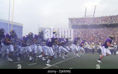 Sept. 11, 2010 - Greenville, North Carolina, United States of America - ECU takes the field at the start of the game between the East Carolina Pirates and the Memphis Tigers at Dowdy-Ficklen Stadium.  The Pirates defeated the Tigers 49-27. (Credit Image: © David Friend/Southcreek Global/ZUMApress.com) Stock Photo