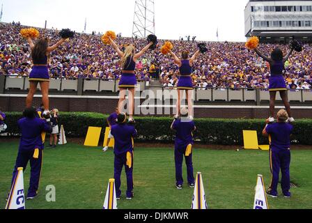 Sept. 11, 2010 - Greenville, North Carolina, United States of America - The ECU cheerleaders perform during the game between the East Carolina Pirates and the Memphis Tigers at Dowdy-Ficklen Stadium.  The Pirates defeated the Tigers 49-27. (Credit Image: © David Friend/Southcreek Global/ZUMApress.com) Stock Photo