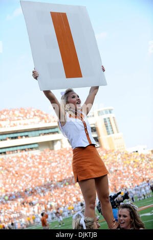 Sept. 11, 2010 - Austin, Texas, United States of America - Members of the University of Texas Cheerleaders perform during the game between the University of Texas and the University of Wyoming. The Longhorns defeated the Cowboys 34-7 (Credit Image: © Jerome Miron/Southcreek Global/ZUMApress.com) Stock Photo