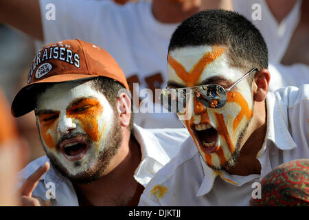 Sept. 11, 2010 - Austin, Texas, United States of America - Members of the Texas Hellraisers cheer on the University of Texas during their game with the University of Wyoming. The Longhorns defeated the Cowboys 34-7 (Credit Image: © Jerome Miron/Southcreek Global/ZUMApress.com) Stock Photo