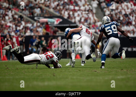 Sep 12, 2010 - Houston, Texas, U.S. - Texans tight end JOEL DREESSEN, 85, tackles a Colts receiver, during an NFL preseason football game between the Houston Texans and the Indianapolis Colts at Reliant Stadium in Houston, Texas. The Texans lead 13-10 at the half. (Credit Image: © Todd Spoth/ZUMApress.com) Stock Photo