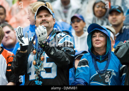 Sept. 26, 2010 - Charlotte, North Carolina, United States of America - Panther fans urge on their team The Bengal's beat the Panthers 20-7 at Bank of America Stadium, Charlotte NC. (Credit Image: © Mark Abbott/Southcreek Global/ZUMApress.com) Stock Photo