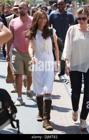 Vanessa Marcil appear on entertainment news show 'Extra' at Grove Los Angeles California - 27.04.12 Stock Photo