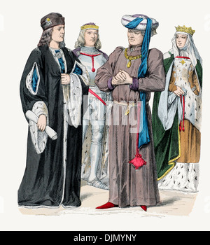 15th Century XV English costume of the Nobility Stock Photo - Alamy