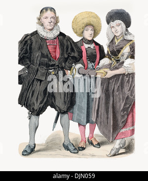 late 18th century XVIII Swiss from (Left to right) Schaffhausen and Appenzell Stock Photo