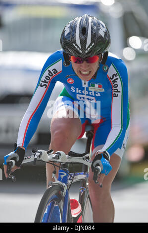 Sept. 29, 2010 - Geelong, Victoria, Australia - GUDERZO Tatiana (ITA) crossing Queens Park Rd bridge on the Women's time trial event at the 2010 UCI Road World Championships in Geelong, Victoria, Australia. (Credit Image: © Sydney Low/Southcreek Global/ZUMApress.com) Stock Photo