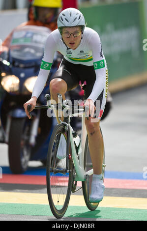 Sept. 29, 2010 - Geelong, Victoria, Australia - GILLOW Shara (AUS) crossing Queens Park Rd bridge on the Women's time trial event at the 2010 UCI Road World Championships in Geelong, Victoria, Australia. (Credit Image: © Sydney Low/Southcreek Global/ZUMApress.com) Stock Photo