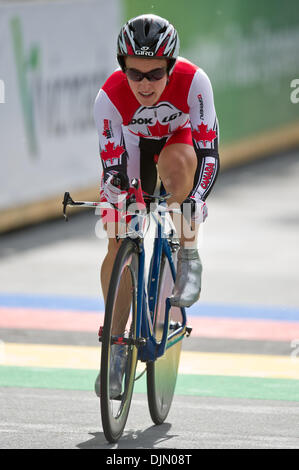 Sept. 29, 2010 - Geelong, Victoria, Australia - WHITTEN Tara (CAN) crossing Queens Park Rd bridge on the Women's time trial event at the 2010 UCI Road World Championships in Geelong, Victoria, Australia. (Credit Image: © Sydney Low/Southcreek Global/ZUMApress.com) Stock Photo