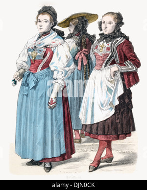 Late 18th century XVIII 1700s Swiss ladies from Solothurn Stock Photo