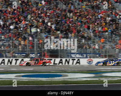 Mar 08, 2008 - Hampton, Georgia, USA - NASCAR 2008 - MATT KENSETH driver of the #17 Arby's Ford, leads KEVIN HARVICK to the finish line during the Nicorette 300 at Atlanta Motor Speedway on Saturday, March 8, 2008. (Credit Image: © Timothy L. Hale/ZUMA Press) Stock Photo