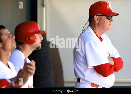 Mar 13, 2008 - Jupiter, Florida, USA - St. Louis Cardinals pitching coach DAVE DUNCAN (R), and his son Chris, (2L), during a spring training game against the New York Mets at Roger Dean stadium Thursday in Jupiter.   (Credit Image: © Bill Ingram/Palm Beach Post/ZUMA Press) RESTRICTIONS: * USA Tabloids Rights OUT * Stock Photo